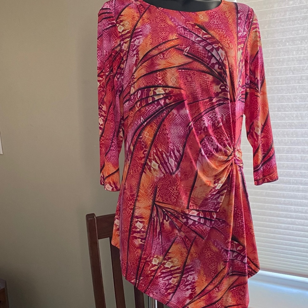 Nygard Bold Print Tunic Top Size L Asymmetrical